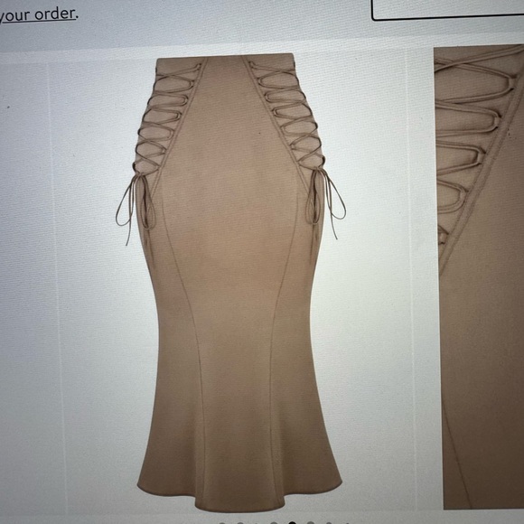 House of CB Lace-up Satin Trumpet Midi skirt - Picture 2 of 5